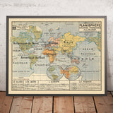 Ancienne carte du monde colonial français par Vidal Lablache, 1897 : tableau éducatif 
