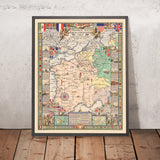 Vecchia mappa del fronte occidentale della Prima Guerra Mondiale, 1932: AEF, Linea Hindenburg, Parigi, Meuse-Argonne, Saint-Mihiel 