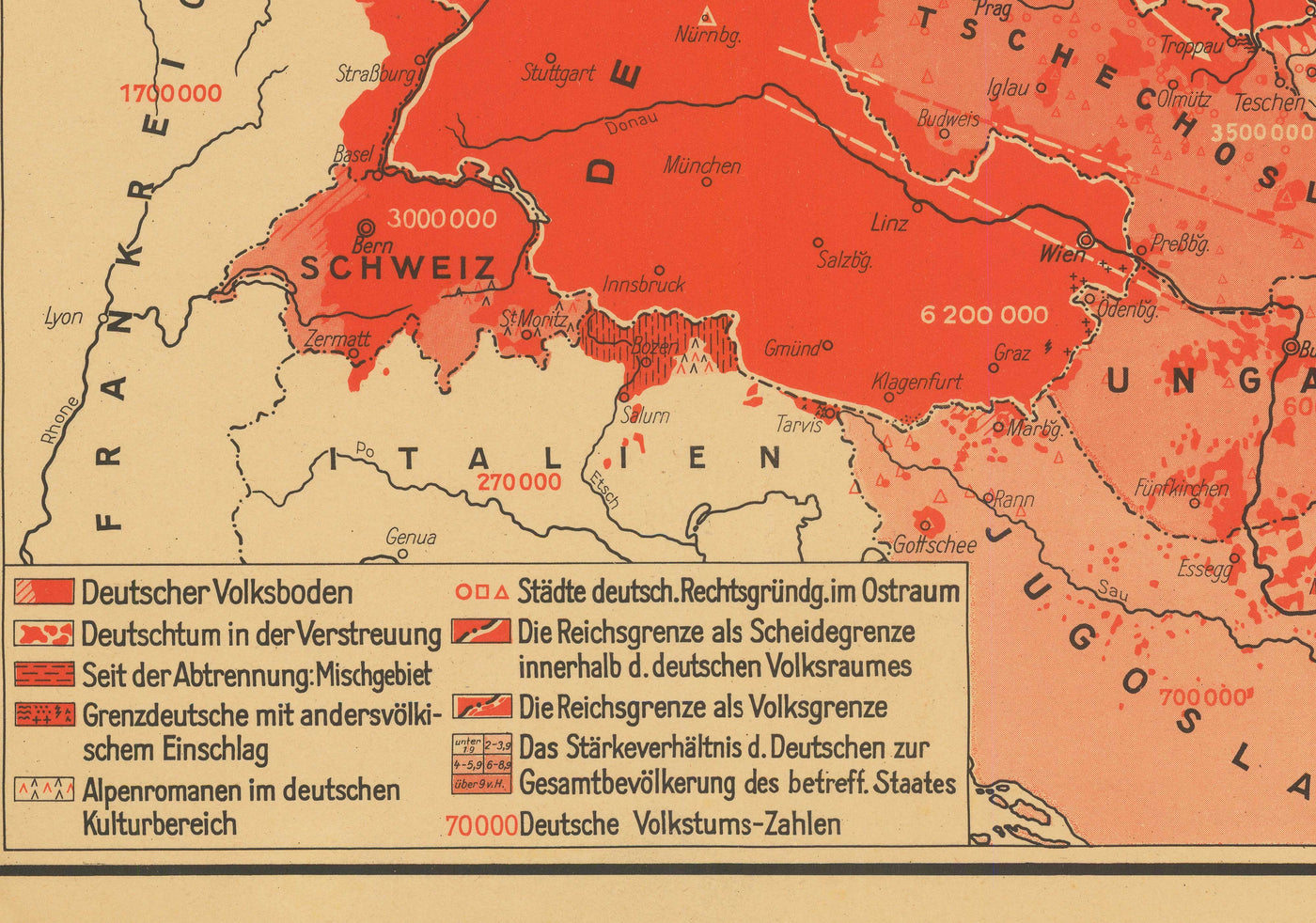 Old WW2 Propaganda Map, 1938 -