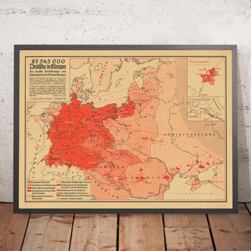 Ancienne carte de propagande de la Seconde Guerre mondiale, 1938 - "87 545 000 Allemands en Europe" - Expansionnisme allemand par Hillen-Ziegfeld 