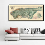 Alte Karte der Abwasserkanäle und Wasserwege von Manhattan im Jahr 1865 von Ferdinand Mayer & Co - Hudson River, East River, Blackwells Island, NYC, Central Park 