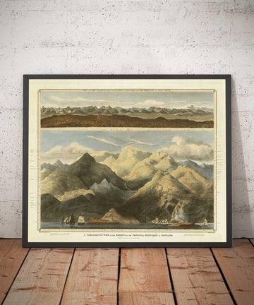 Antiguo mapa de las colinas de Escocia en 1832 por John Thomson - The Highlands, Ben Nevis, Loch na Garr, Cairngorms, Ben Macdui, Ben Venue