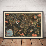 Mappa del mondo Air France, 1947 di Lucien Boucher - Grande mappa delle rotte aeree - Arte storica delle compagnie aeree 