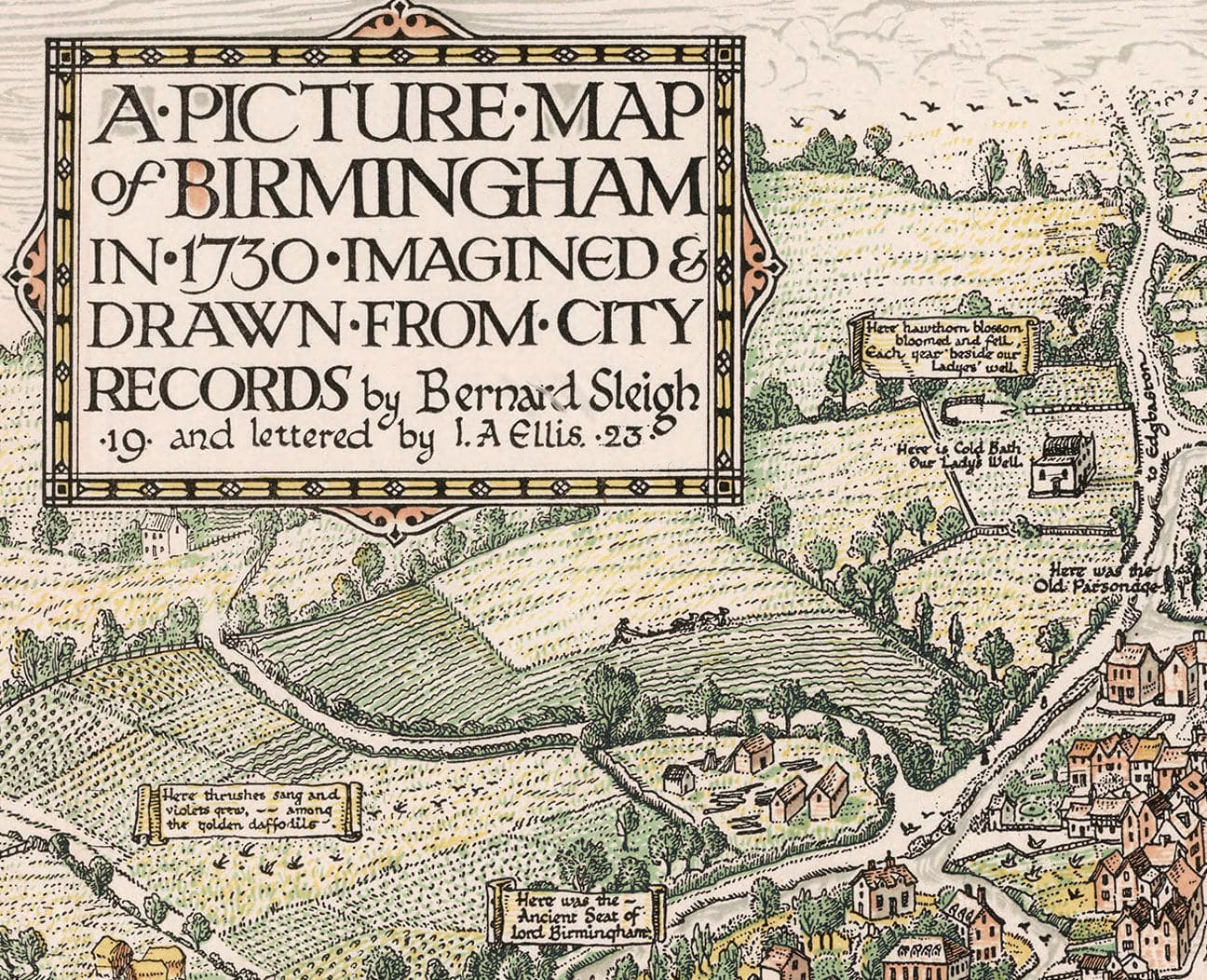 Birmingham Face Mask / Neck Gaiter with vintage map print of Birmingham in 1730