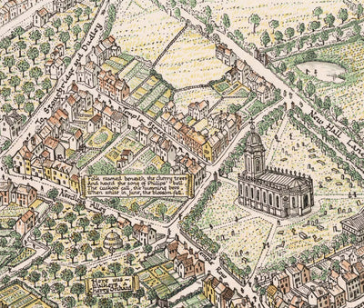 Old Pictorial Map of Birmingham in 1730 by Bernard Sleigh
