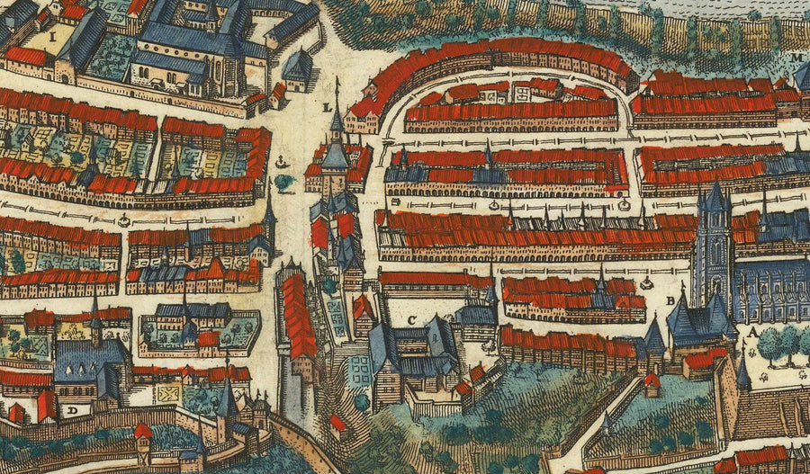 Vecchia mappa di Berna nel 1645 di Merian Matthaus - 300° anniversario della Confederazione svizzera 