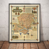 Alte Karte von Hampshire im Jahr 1947 von Ernest Clegg - Southampton, Isle of Wight, Portsmouth, Bournemouth, Winchester 