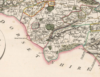 Old Map of Wiltshire in 1801 by John Cary - Swindon, Salisbury, Marlborough, Stonehenge, Trowbridge