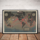 NavWarMap No. 6 - Old World War 2 Map, 1944 - US Navy Educational & Propaganda Map - Maritime Allies vs. Nazi Wall Chart