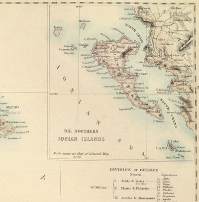 Old Map of Greece in 1872 by Archibald Fullarton - Athens, Piraeus, Kalamata, Patras, Nafplion
