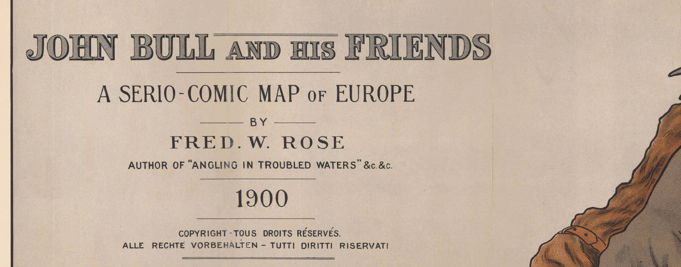 Old Satirical Map of Europe, 1900 by Fredrick Rose - John Bull Propaganda Serio-Comic, Octopus Nikolai II Russian Empire