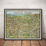 Old Map of Silicon Valley, 1982 - Pictorial Chart of Mountainview, Sunnyvale, Cupertino, San Jose, Fremont