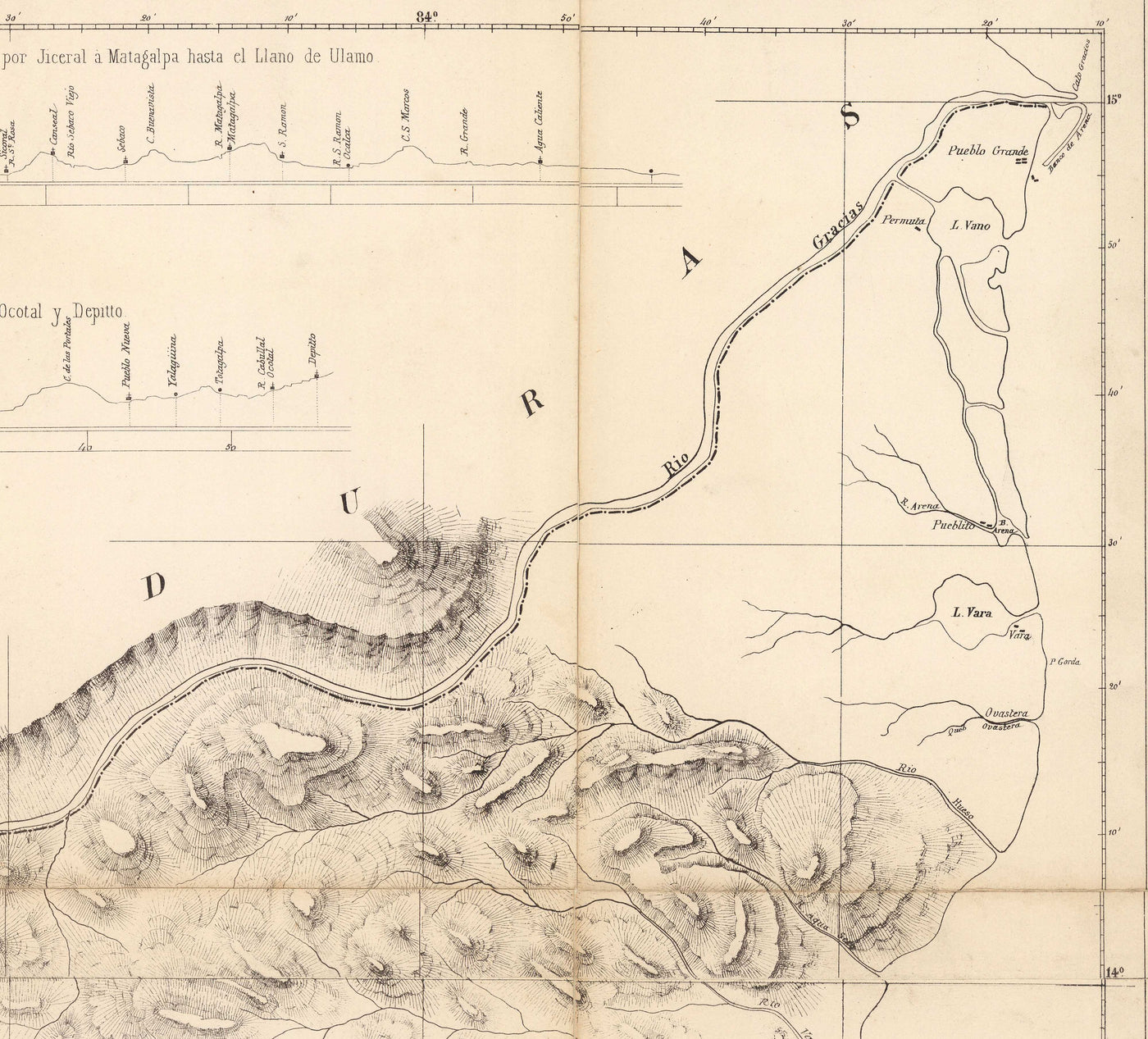 Ancienne carte du Nicaragua en 1863 par Sonnestern - Managua, Leon, Chinandega, Esteli, Lac Nicaragua