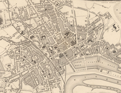Old Map of Aberdeen, Scotland in 1851 by Tallis & Rapkin