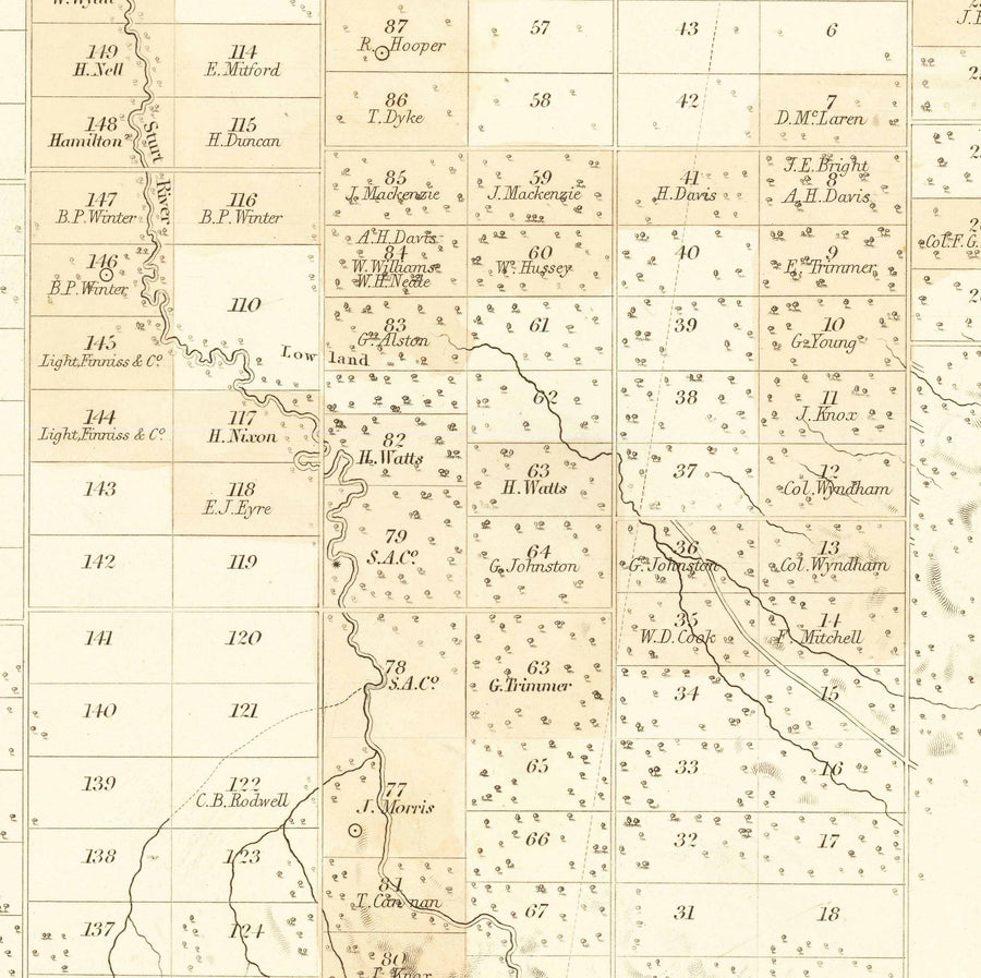 Mappa antica di Adelaide, Australia Meridionale di John Arrowsmith, 1839 - Brighton, Port, Norwood, Spiaggia di Glenelg 