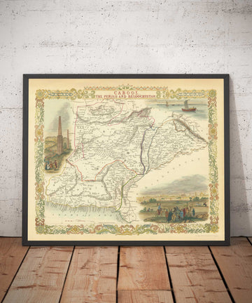 Old Map of Pakistan and Afghanistan, 1851 by Tallis and Rapkin - Cabool, Punjab, Iran, Kashmir, Balochistan, Arabian Sea