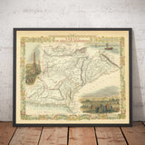 Mappa antica del Pakistan e dell'Afghanistan, 1851 di Tallis e Rapkin - Cabool, Punjab, Iran, Kashmir, Balochistan, Mare Arabico 