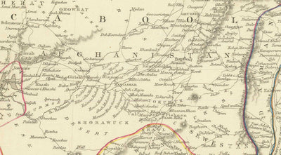 Old Map of Pakistan and Afghanistan, 1851 by Tallis and Rapkin - Cabool, Punjab, Iran, Kashmir, Balochistan, Arabian Sea