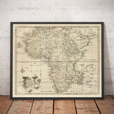 Old Map of Africa, 1747 by Emanuel Bowen - Pre-Colonial - Slave Trade, Negroland, Ethiopia, Barbary, Nubia