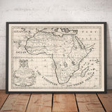 Mappa antica dell'Africa nel 1700 di Edward Wells - Egitto, Isole Canarie, Negrolandia, Sahara, Madagascar, Guinea, Congo 