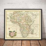 Rare ancienne carte de l'Afrique, 1747 de Emanuel Bowen - Pre-colonial, handicapé - Trade esclave, Negroland, Ethiopie, Barbarie, Nubie