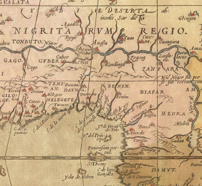 Old Map of Africa by Abraham Ortelius, 1570 - First Map of African Continent - Nubia, Zanzibar, Central Africa, Nile