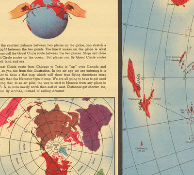 Old Air Force World Map, 1943 - Emblem, Insignia, Roundel Chart - Aircraft and Aviation History