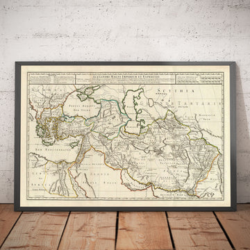 Mapa antiguo del Imperio de Alejandro Magno, 1731 - 336-323 a.C., Egipto, Turquía, Oriente Próximo, Persia, Afganistán