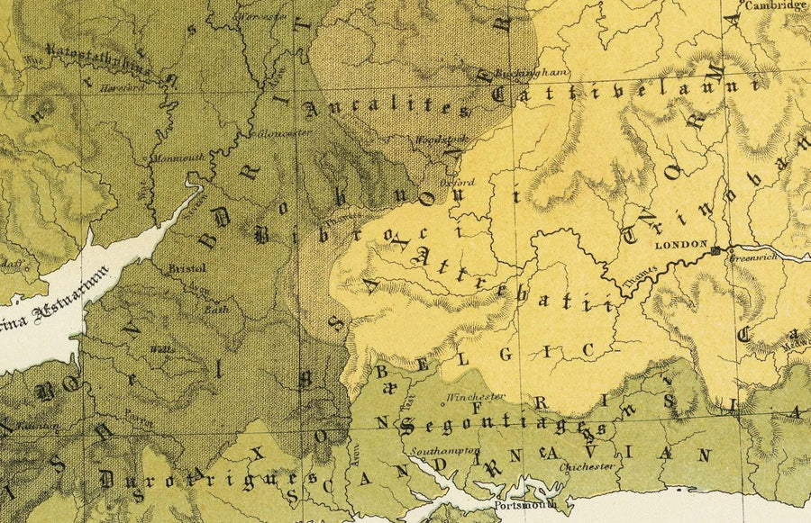 Mappa Antica della Gran Bretagna, 1856 - Galles, Erse, Irlanda Gaelica, Pitti, Tribù Celtiche dell&