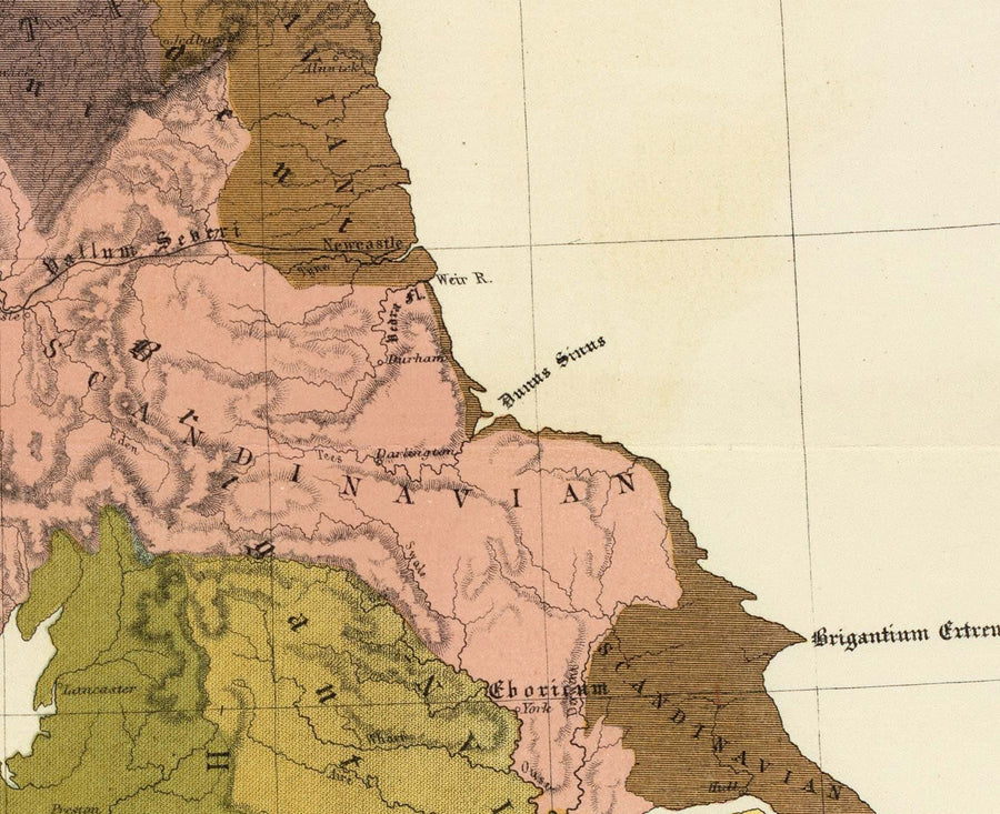 Mappa Antica della Gran Bretagna, 1856 - Galles, Erse, Irlanda Gaelica, Pitti, Tribù Celtiche dell&