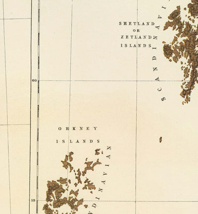 Antiguo mapa de la antigua Gran Bretaña, 1856 - Gales, Erse, Irlanda gaélica, Picts, tribus celtas de la Edad de Hierro, Silures