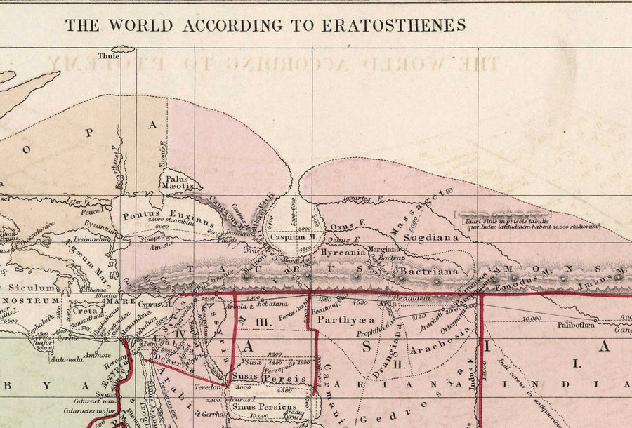 Sistemi Geografici Antichi di William Smith nel 1874 - Erodoto, Tolomeo, Ecatone, Mappe del Mondo di Eratostene 