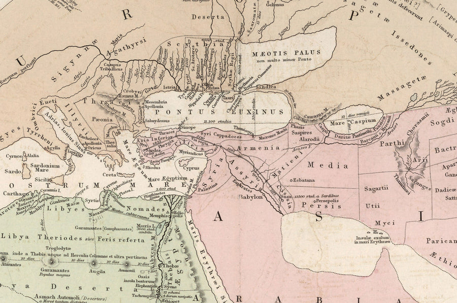 Sistemi Geografici Antichi di William Smith nel 1874 - Erodoto, Tolomeo, Ecatone, Mappe del Mondo di Eratostene 