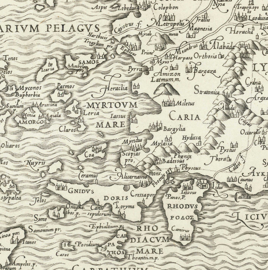 Antica mappa della Grecia, 1558 di Salamanca - Macedonia, Balcani, Creta, Rodi, Turchia, Corfù 