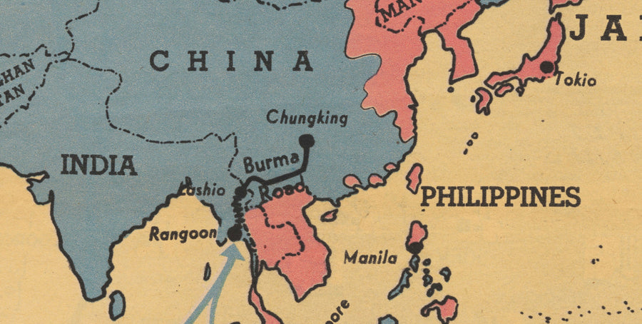 Allied Arms "Made in the USA", 1942 - Old World War 2 Propaganda Map