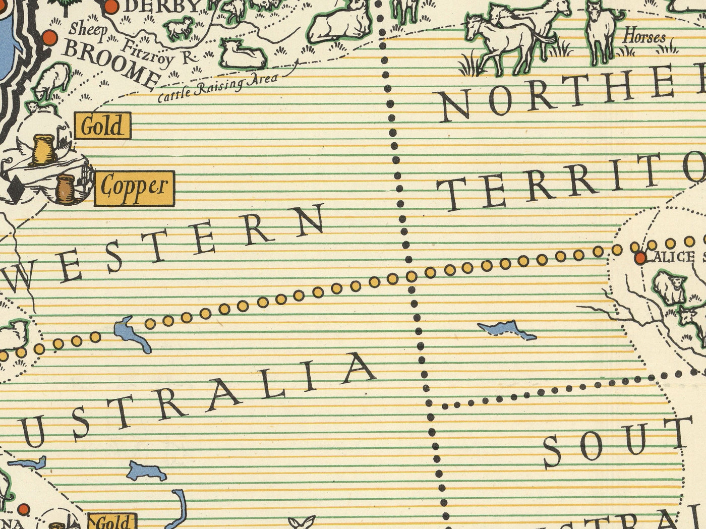 Old Map of Australia, 1942 by Max Gill - World War 2 Map of Natural & Industrial Resources