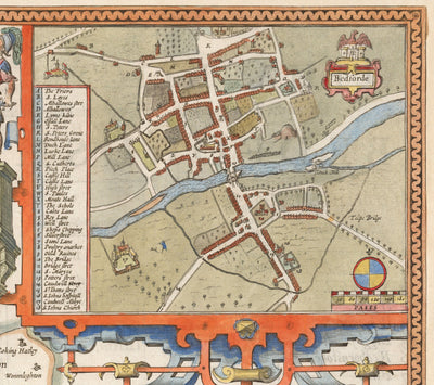 Old Map of Bedfordshire 1611 by John Speed - Bedford, Luton, Dunstable, St Neots, Leighton Buzzard