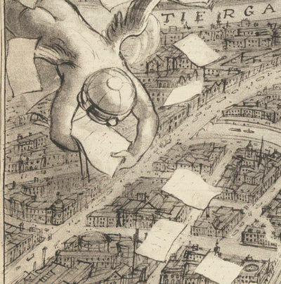 Old Map of Berlin, 1939 by Rex Whistler - Satirical World War 2 Propaganda - Hitler, Goebbels, Cherubs, Goddess Britannia