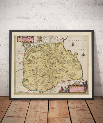 Alte Karte von Berwickshire im Jahr 1665 von Joan Blaeu - Eyemouth, Ayton, Coldingham, Tweedmouth, Hutton 