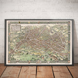 Alter bildlicher Stadtplan von Birmingham im Jahr 1730 von Bernard Sleigh 