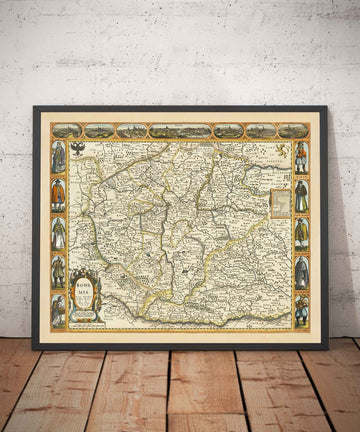 Old Map of Bohemia in 1626 by John Speed - Czechia, Prague, Bavaria, Moravia, Central Europe