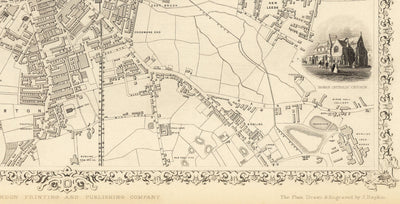 Old Map of Bradford in 1851 by Tallis & Rapkin