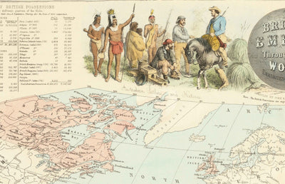 Old World Map of the British Empire, 1872 by Fullarton - Inhabitants & Population, Commonwealth, Colonialism