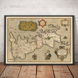 Old Map of British Isles by Abraham Ortelius, 1595 - England, Ireland, Wales, Scotland - Britannia, Hibernia