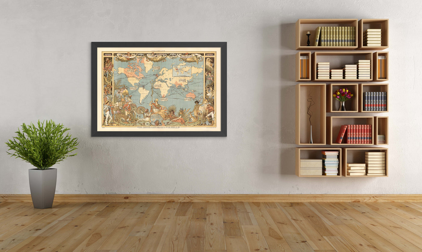 Old British Empire World Map, 1886 - Queen Victoria Jubilee Wall Chart by the "Graphic"