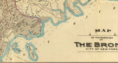 Old Map of the Bronx in 1900 by Hyde and Co. - New York City, Pelham Bay Park, Hunter Island, Botanical Garden, Harlem River