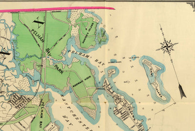 Old Map of the Bronx in 1900 by Hyde and Co. - New York City, Pelham Bay Park, Hunter Island, Botanical Garden, Harlem River