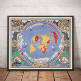 Old Cable & Wireless Great Circle Map, 1945 by Max Gill - Flat Earth British Empire Submarine Network Chart