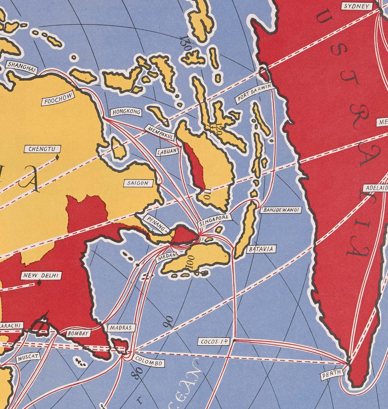 Old Cable & Wireless Great Circle Map, 1945 by Max Gill - Flat Earth B ...