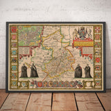 Old Map of Cambridgeshire, 1611 by John Speed - Cambridge, Peterborough, Wisbech, St Neots